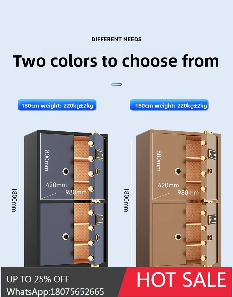 

SGF Сейф для офиса и дома Цельнометаллический большой двойной дверной сейф с паролем по отпечаткам пальцев