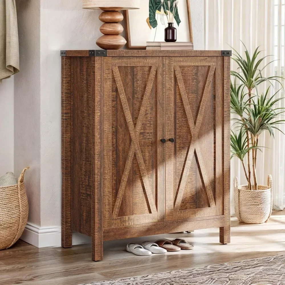 

Shoe Cabinet with Doors, Farmhouse Shoe Storage Cabinet for Entryway, Large Capacity Wooden Shoes Rack Organizer for Entryway
