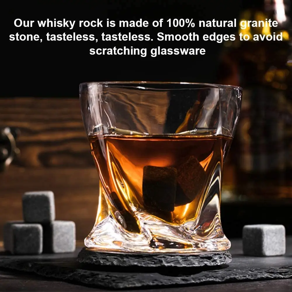 9Pcs Whiskey Stones Gift Set Granite Chilling Stones Whiskey Rocks Reusable Ice Cubes Best Gift Whiskey Stones Whisky Rocks