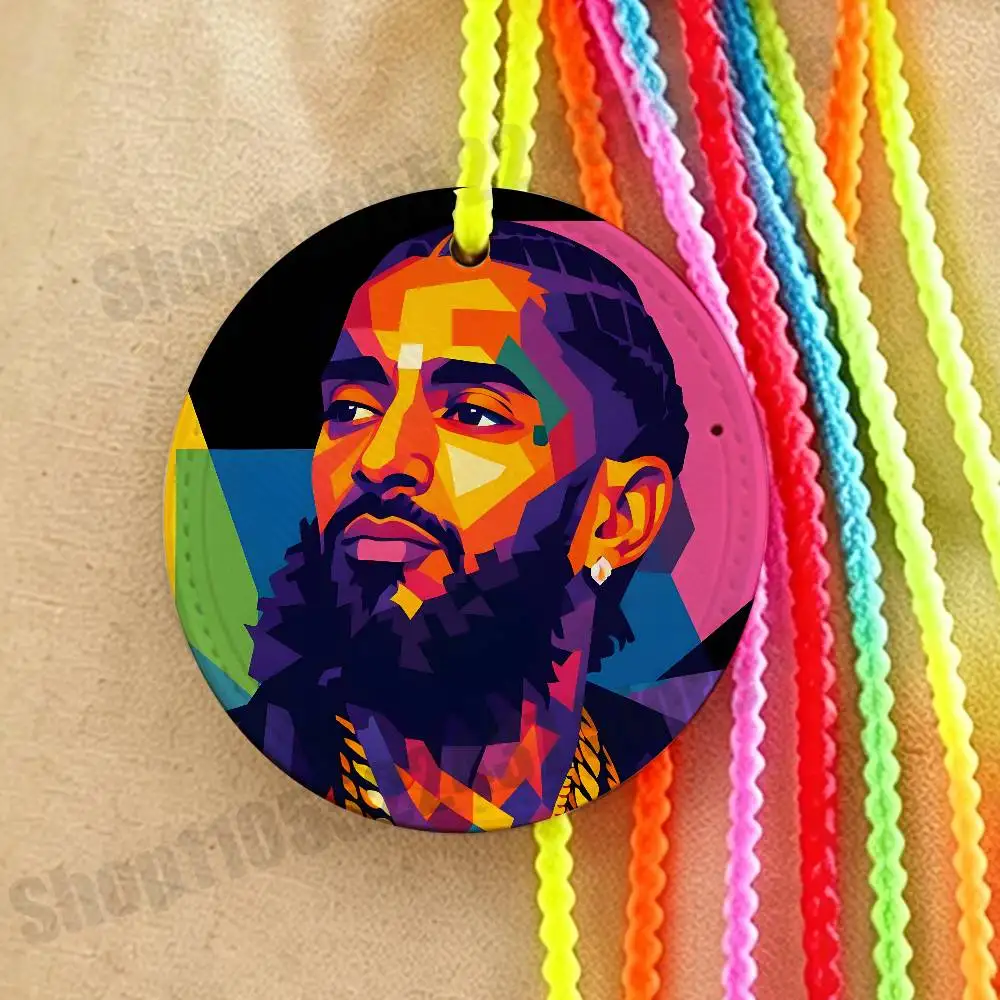 

Singer N-Nipsey H-Hussle Can be filled ID information inside Portable Name Address Plate Luggage Tag Backpack Pendant Label