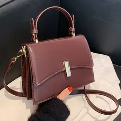 High-Grade Sense Flap Small Square Bags Women Spring New PU Leather Commuter Handbags Classic Lady Trapeze Crossbody Bag