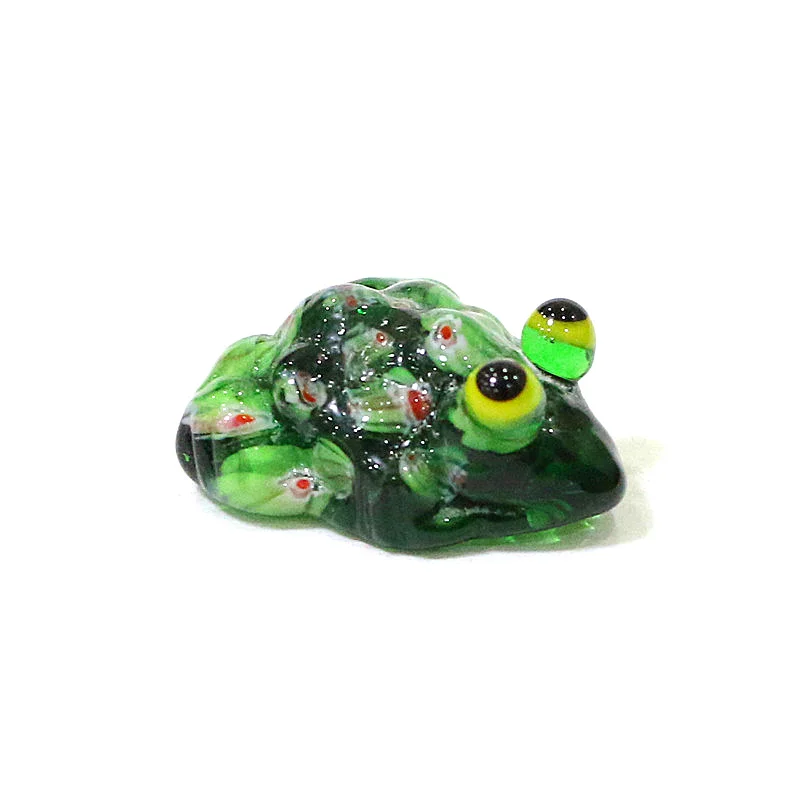 6pcs Custom Murano Glass Frog Mini Figurines Ornaments Cute Easter Cartoon Animal Tiny Toad Statues Home Desk Fairy Garden Decor