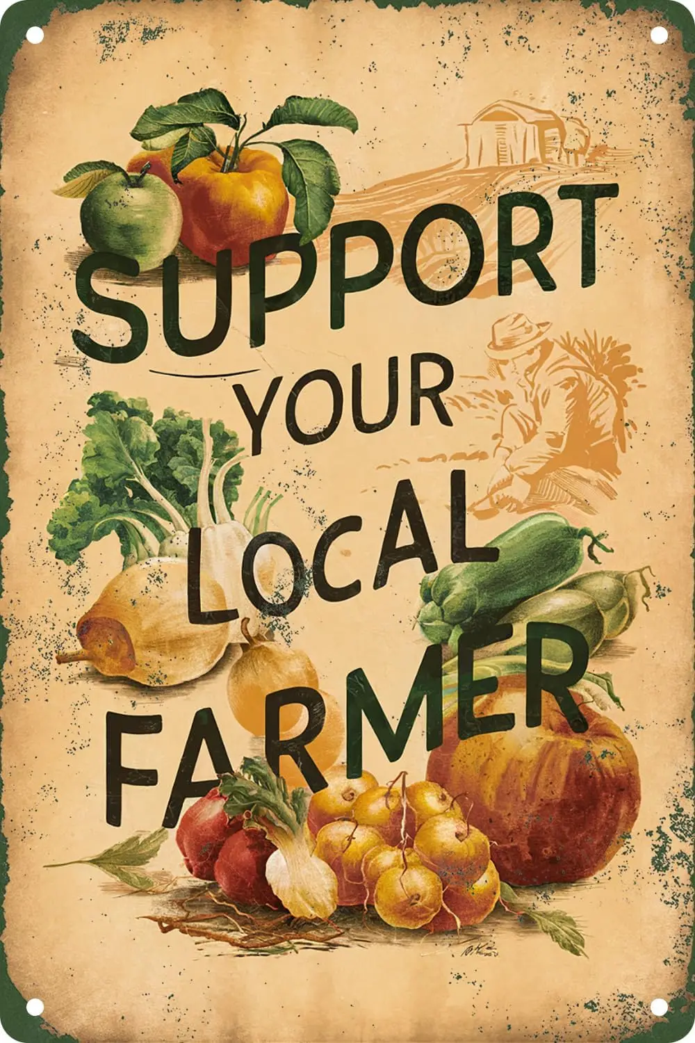 Vintage Metal Tin Sign Support Your Local Farmer For Farm Kitchen Home Bar Cafe Wall Decor es