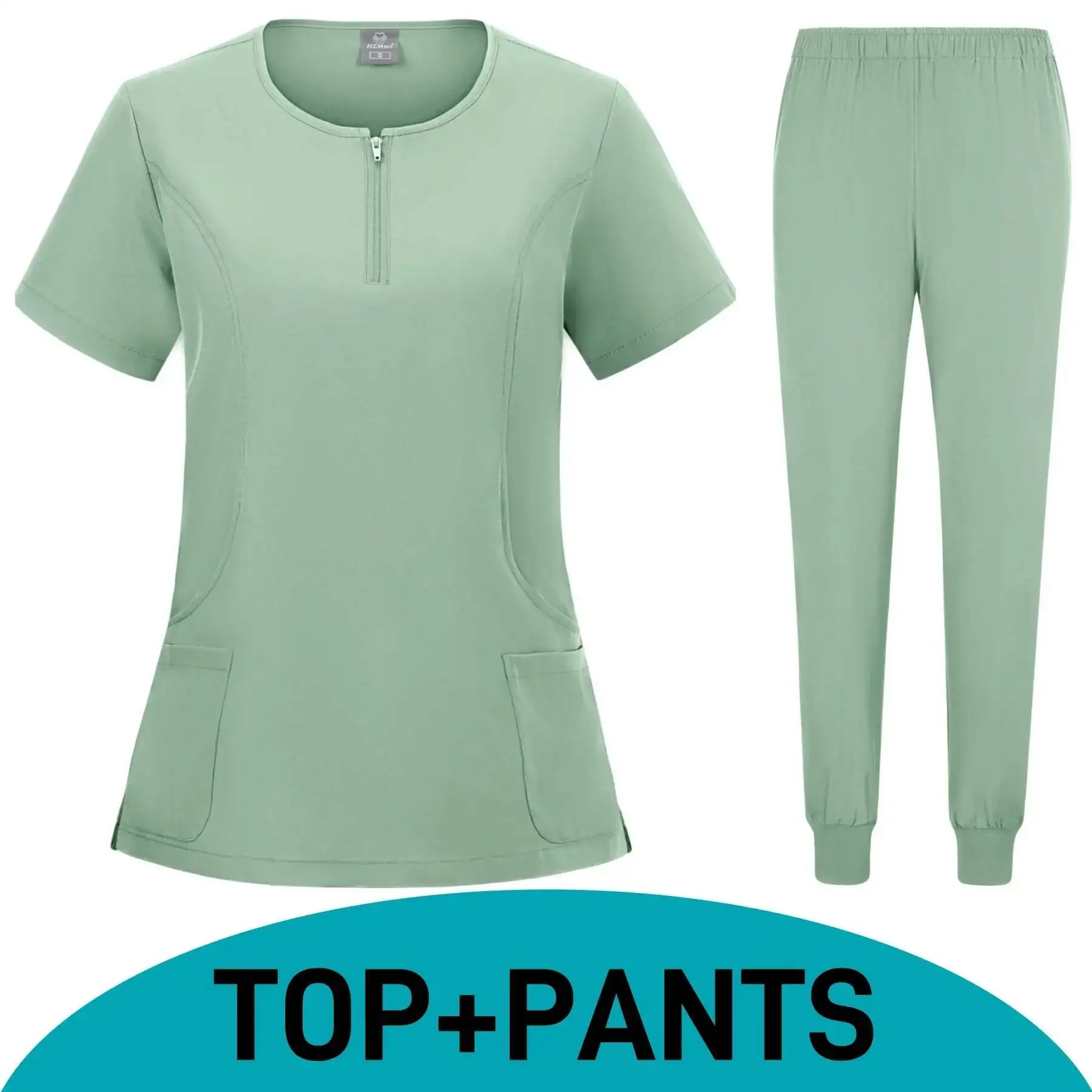 Nowości Salon Spa Kosmetyczny Zamek Błyskawiczny Odzież Medyczna Damski Zestaw Ubrania Robocze Komplety Scrubów Uniformy Medyczne