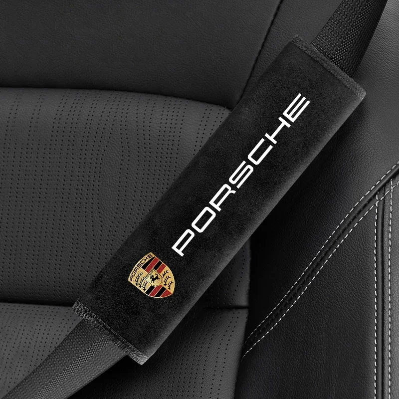 2pcs Car Seat Belt Pads Suede Fluff Safety Seat Belt Cover Auto for Porsche Cayenne macan Palamela Tayca Accessories