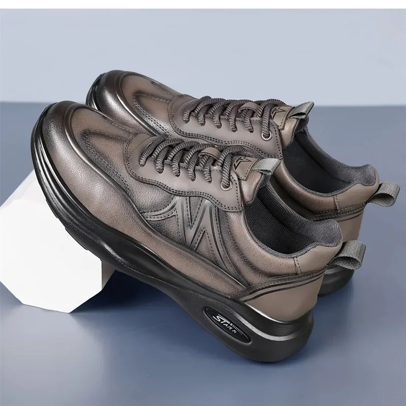 

Outdoor Leather Men Sneakers Lace Up Handmade Sewing Casual Shoes Fashion Designer Walking Shoes Man Footwear Sneakers Trainers