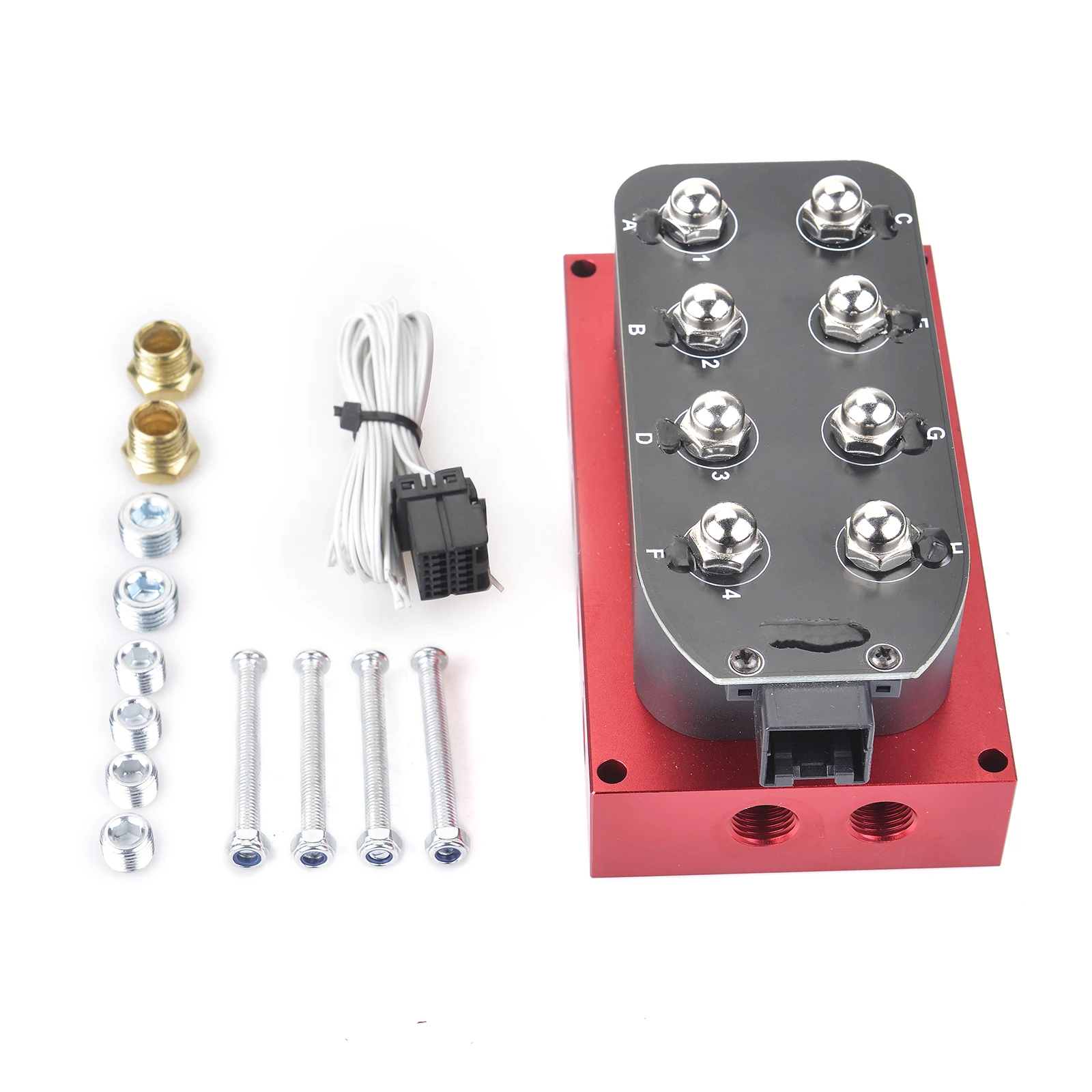 

Universal Red-Black 4-ways solenoid valve Air ride suspension Manifold Solenoid valve (0-300psi) accuair VU4 style