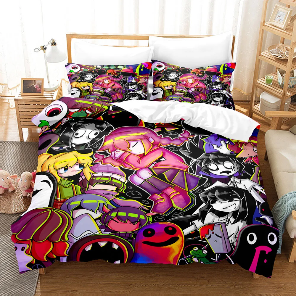 Yume Nikki Dark Dream Typography Duvet Cover Set 3PCS Polyester Bedding With 2 Pillowcases Indie Surreal Text Art Home Decor
