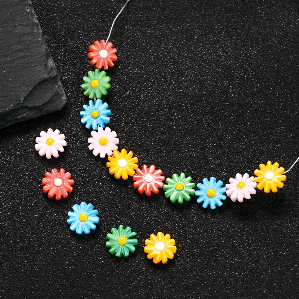 2pcs Natural Rainbow Shell Daisy Flower Beads Mother of Pearl DIY MOP Making Boho Necklace Earrings Bracelet Jewelry Accessory