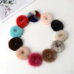 Vera pelliccia di visone Scrunchies accessori per capelli per ragazze articoli coreani di moda all'ingrosso per elastici Boutique fasce per capelli elastici