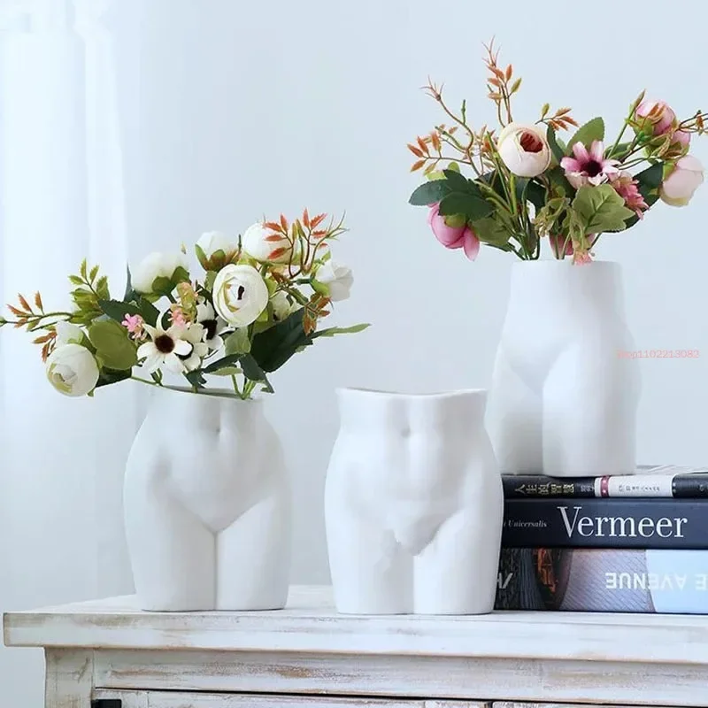 Nude Figures Buttocks Vase Flower Pots Decorative Porcelain Flower Arrangement Living Room Decoration Human Body Bust Vases
