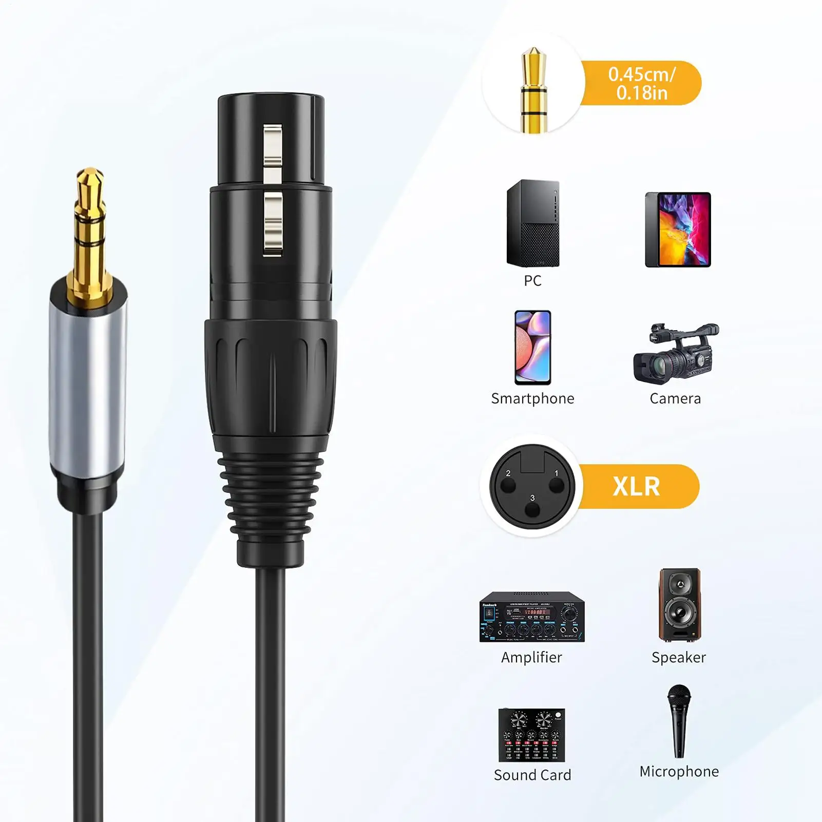 3.5mm 남성-XLR 여성 오디오 코드 믹서 코드 3.5mm 차폐 스테레오 남성-여성 와이어 무대 공연용 휴대용
