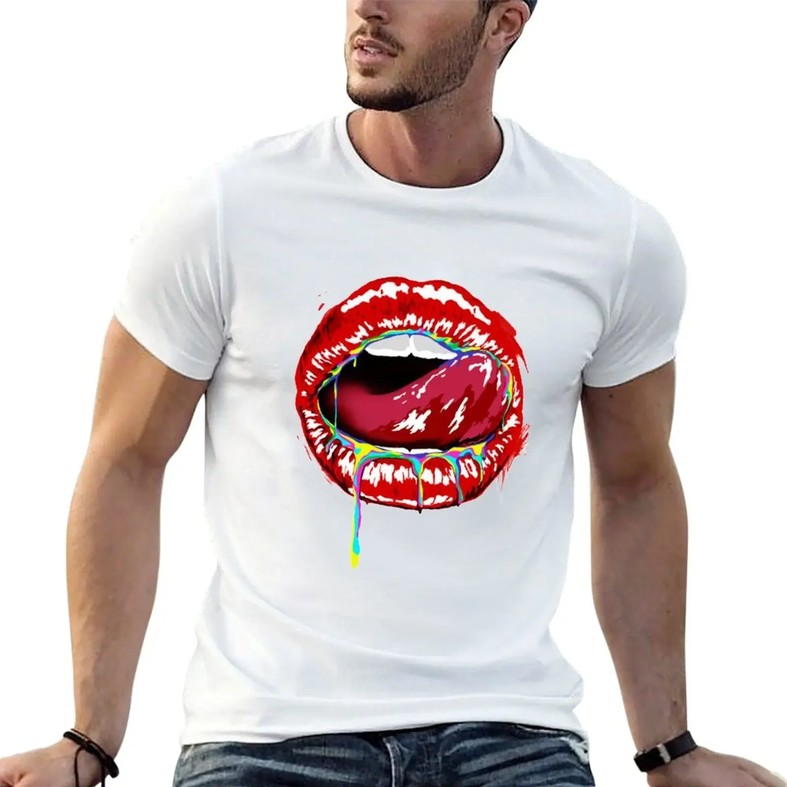 Lips T-Shirt man clothes street wear blacks quick drying mens t shirts casual stylish