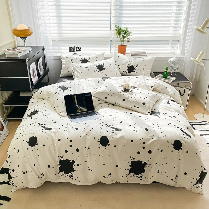 

Creative Inkblot Pattern Duvet Cover Set 100% Cotton Queen King Bedding Set Home Bedroom Decor Comfortable Zipper Quilt Cover