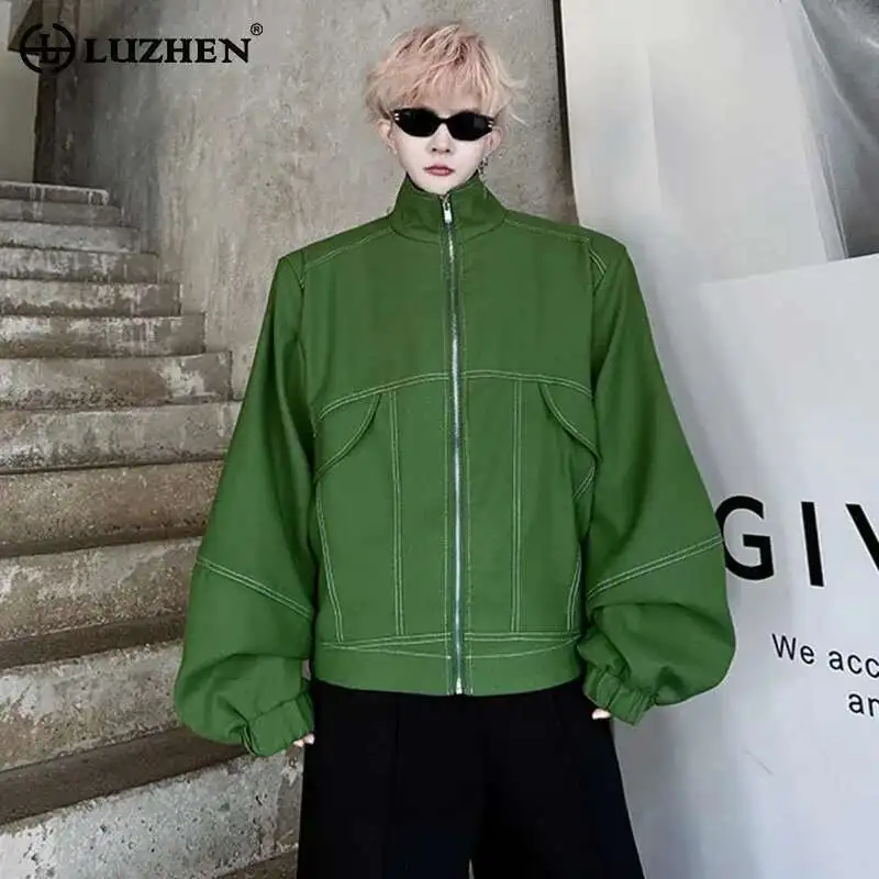 

LUZHEN Solid Color Shoulder Pad Elastic Waist Loose Casual Jacket Men's 2025 Spring Handsome Fashion Street Male Coat New LZ8378