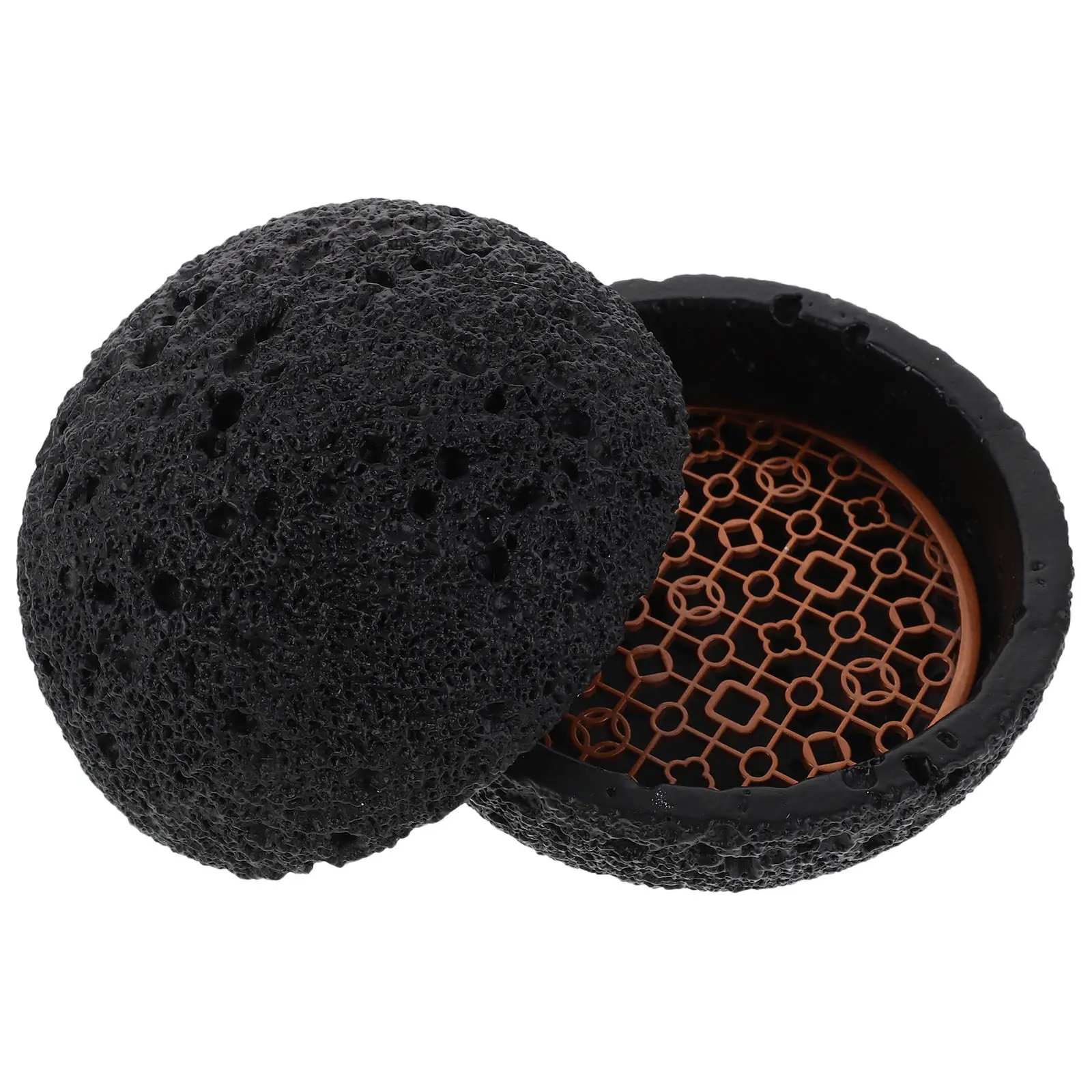 Obsidian Sphere Decorative Bowl Dry Ice Smoke Diffuser Caviar Sushi Sauce Dish Fruit Dessert Party Decor