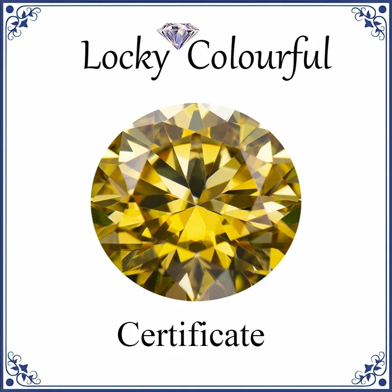 

Moissanite Golden Yellow Color Round Shape VVS1 Beads for Charms DIY Jewelry Making Rings Pendant Materials with GRA Certificate