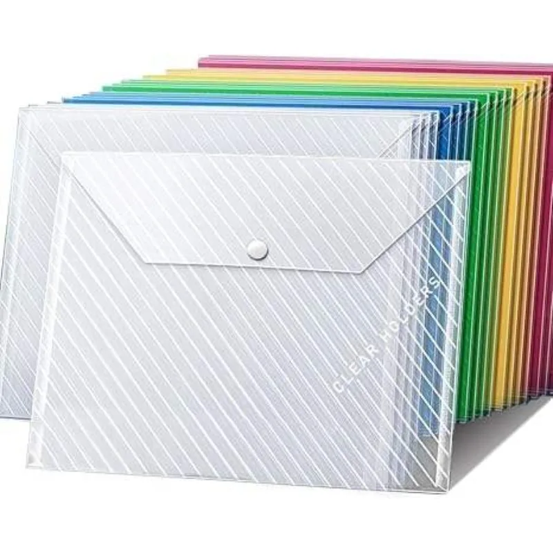 

Папки-конверты А4 из прозрачного пластика с кнопкой, большие органайзеры для экзаменационных работ и документов для студентов, школы, офиса.