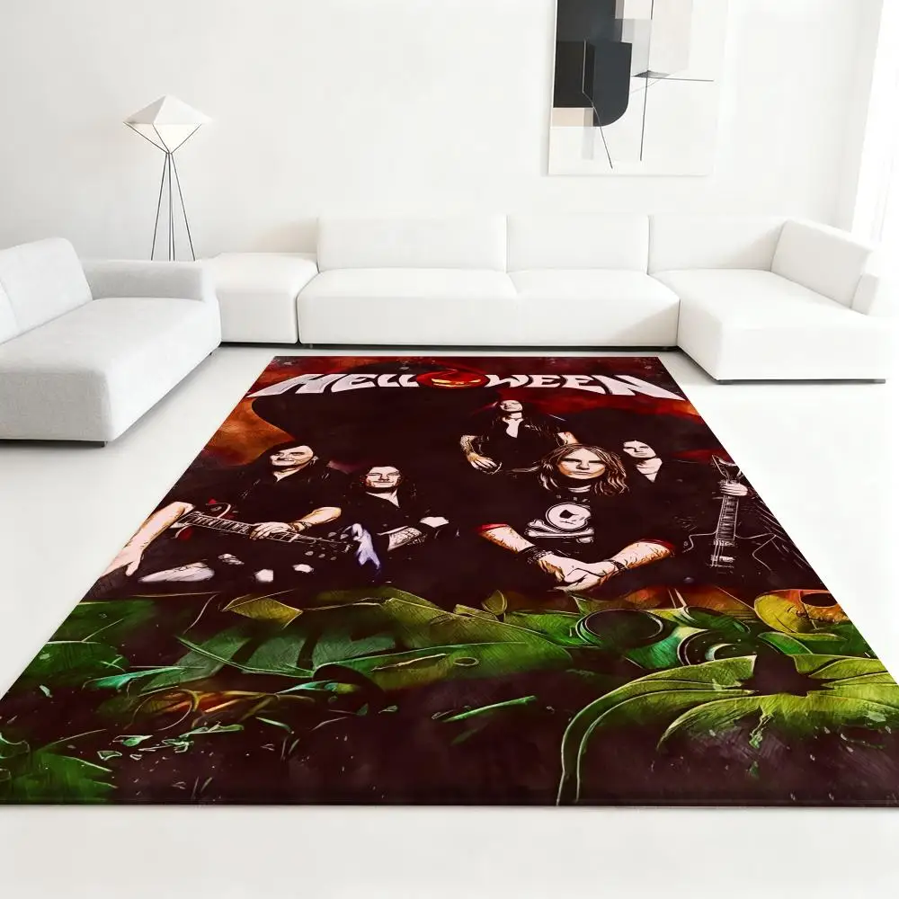 

H-HELLOWEENS Heavy Rock Band Floor Mat Soft Thickened Absorbent Non-Slip Bedroom Living Room Door Mat Home Decor Flannel Rugs
