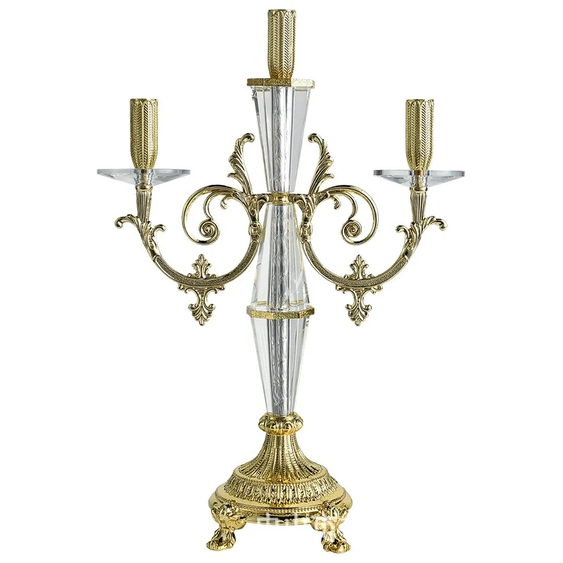 European metal retro candle holder, western dining table ornament light dinner props five wedding