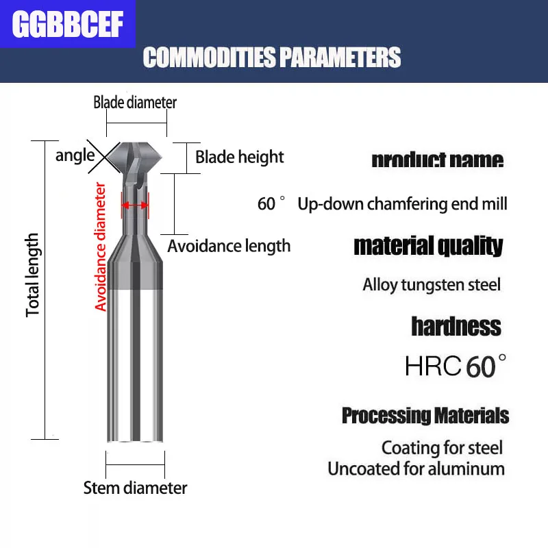 Imagem -04 - Carbide Up-down Chanfra Fresa Cnc Ferramenta para Metal Endmill Aço de Tungstênio 60 Graus 90 Graus 120 Graus mm mm mm 10 mm 12 mm