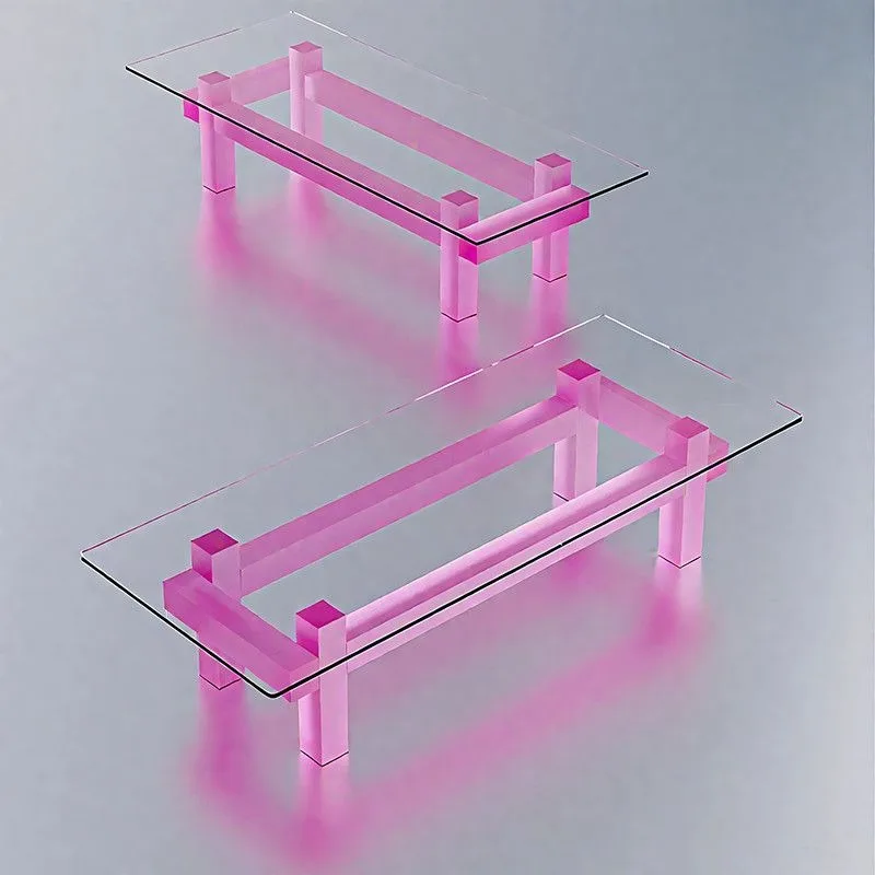 Acrylic household tea table dopamine simple transparent glass coffee table, designer high-end dining table