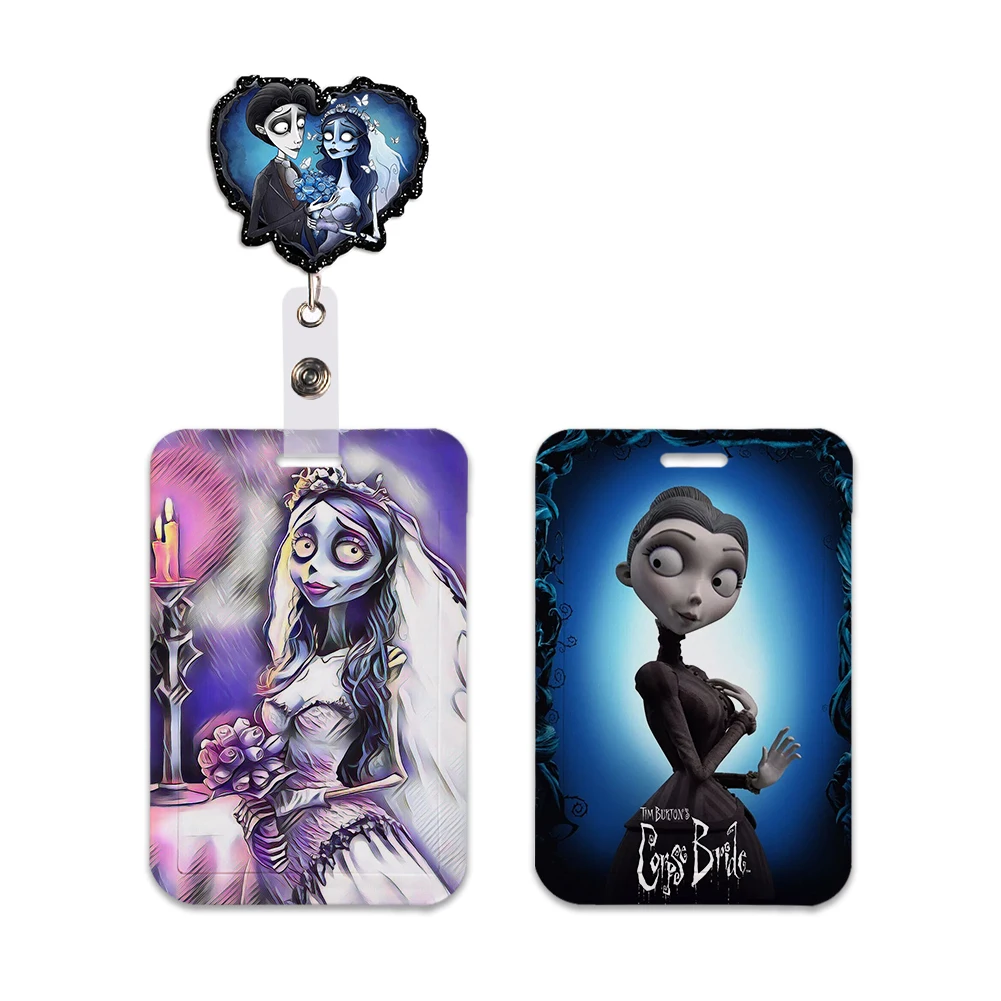 Movie Horror Work Card Holder Bride Name Badge Clip with Keychains Student Id Card Holder Lanyard Holder Accessories