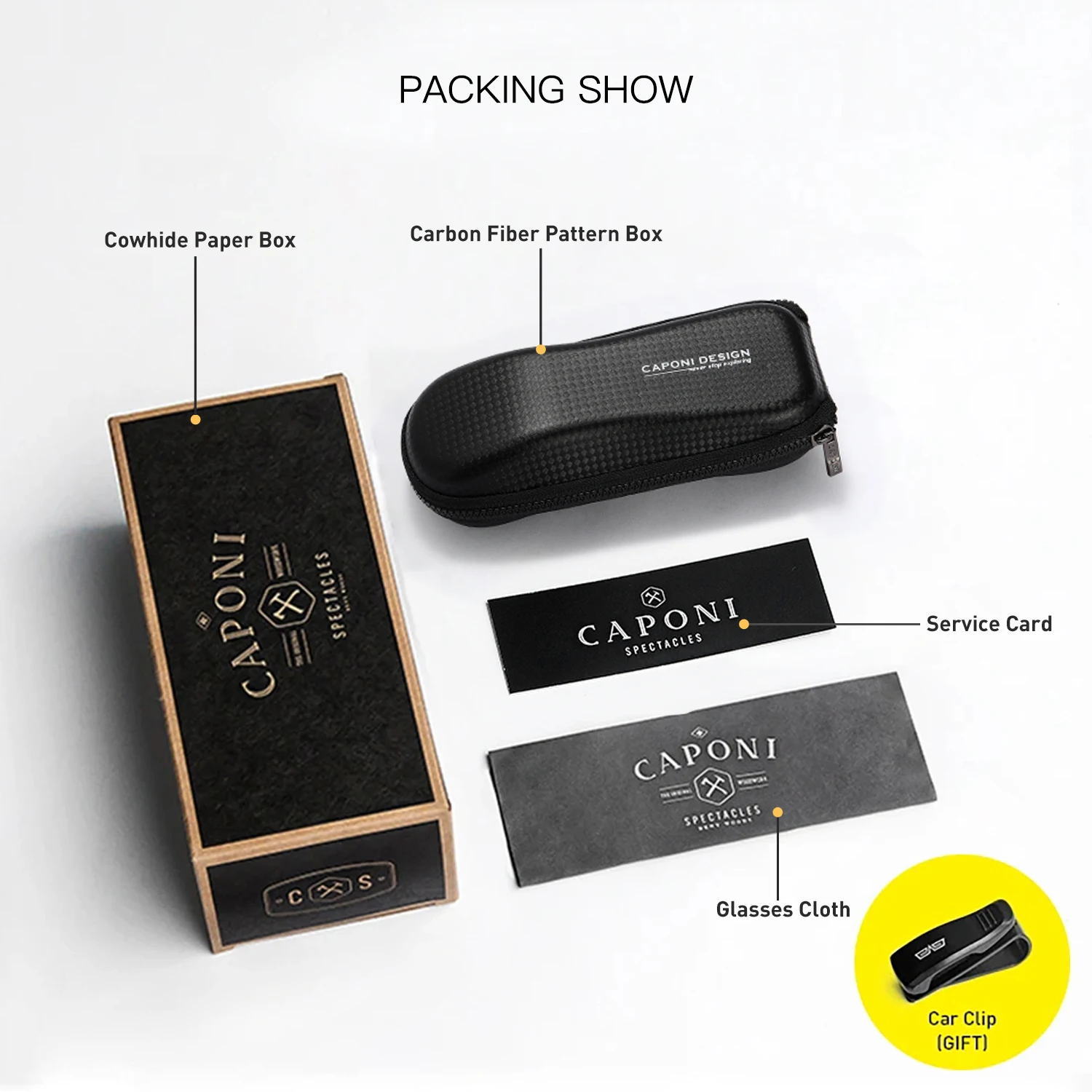 CAPONI Polarized Sunglass men Photochromic Carbonfiber Square Shade Driving Sunglasses Outdoor UV400 Protection Designer BS28964