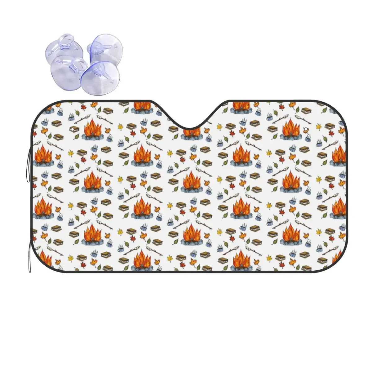 

Happy Camper Cartoon Sunsha Windscreen Collage Universal Car Front Windshield 70x130cm Sun Visor Car-covers