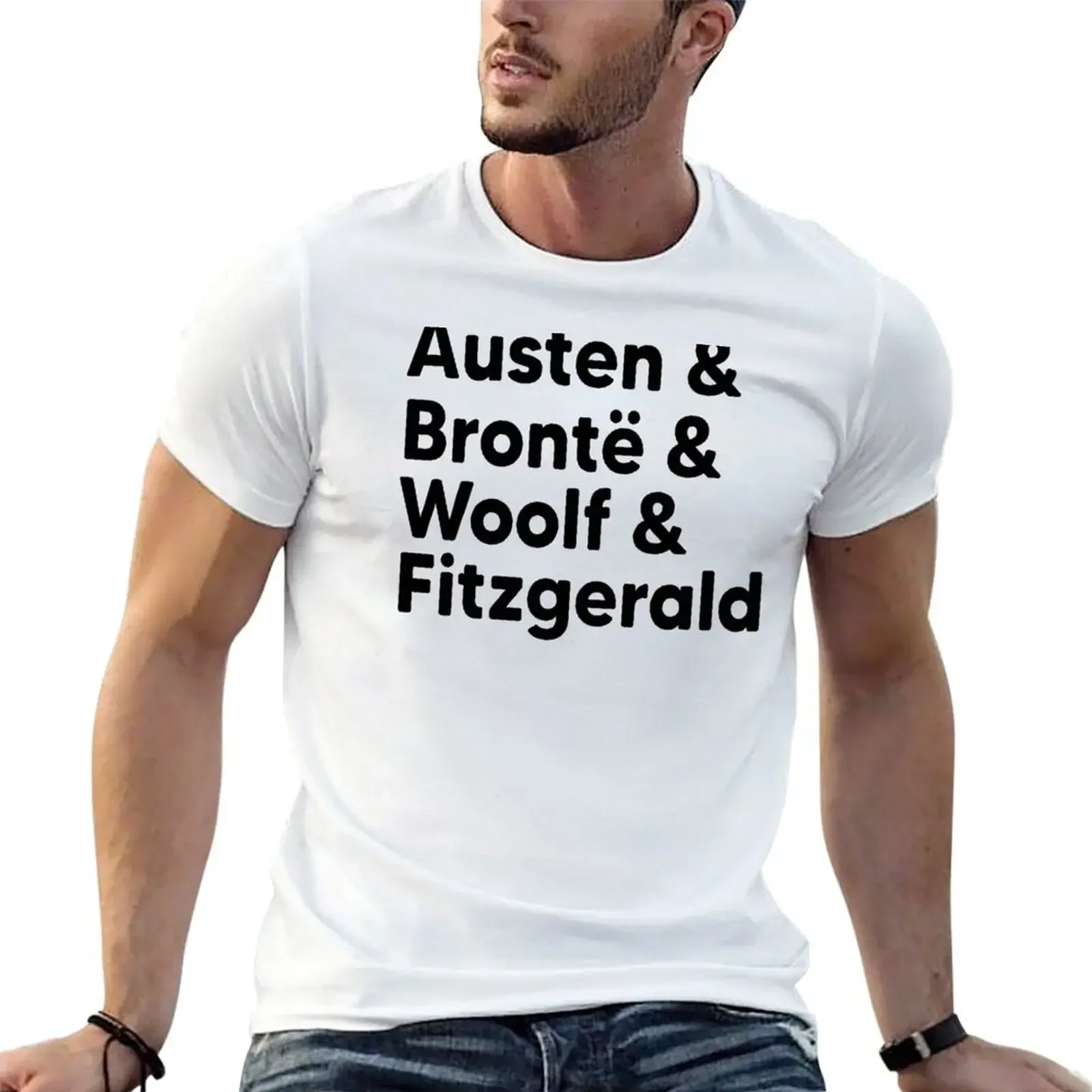 Classic Literature Authors - Black Helvetica (Austen and Bronte and Woolf and Fitzgerald) T-Shirt