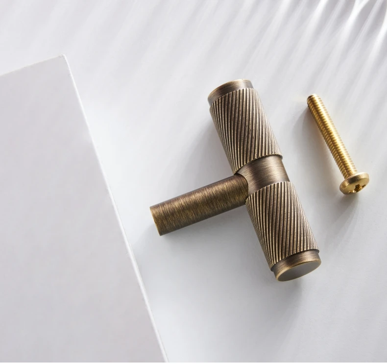 Dooroom Messing Möbelgriffe mit Wirbelstreifen, T-Griffe, lange Zuggriffe für Schränke, Kleiderschränke, Kommoden und Schuhschränke, Großhandel verfügbar – Detail 15