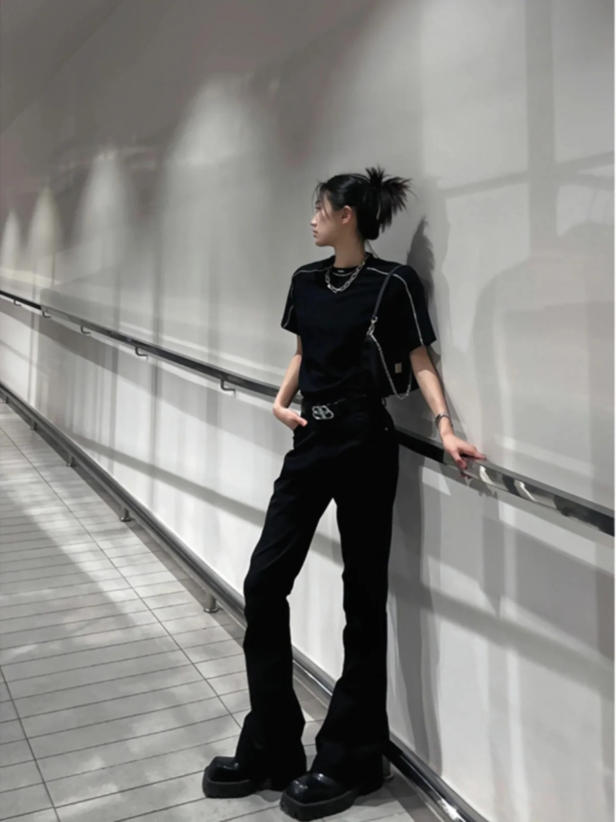 

Мужские брюки из неопренового шелка Neapolitan: облегающие, с микро-клешем, летние повседневные брюки, джинсы с низкой посадкой и прямыми штанинами