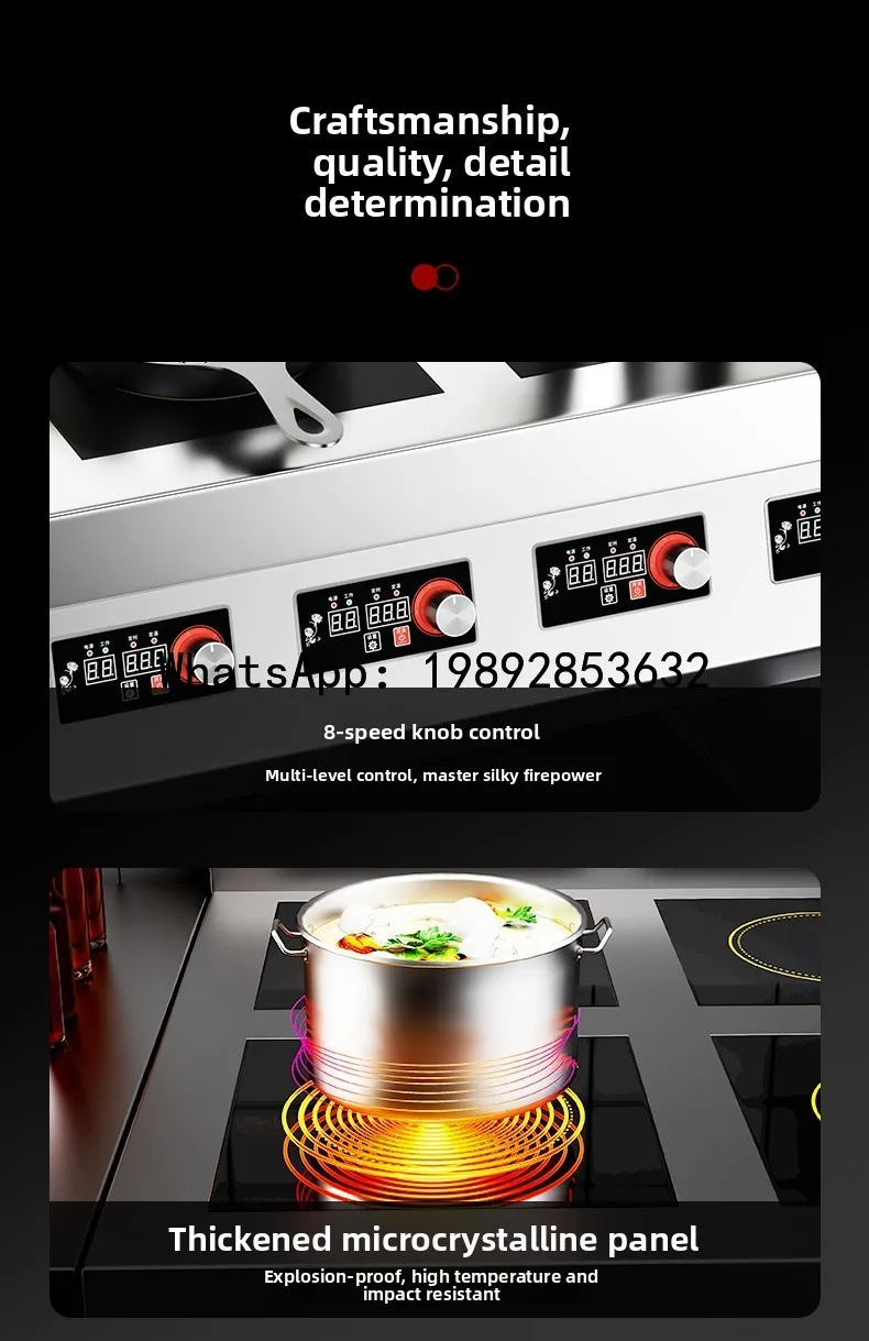 AB   commercial induction cooker 4 eyes 6 eyes pot stove high power 3500W four heads six heads Malatang stove
