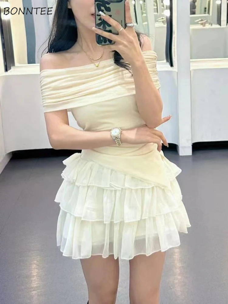 

Skirts Sets for Women Sun-proof Chic Cake Pure Sexy Girls Korean Fashion Y2k Sweet Streetwear Summer Outfits Ins Popular Trendy