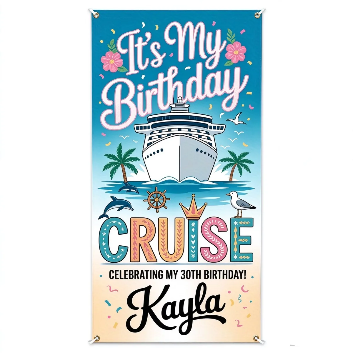Custom Graduation Door Banner Colorful Cruise Theme Personalized Entrance Curtain For Indoor Outdoor Party Decor