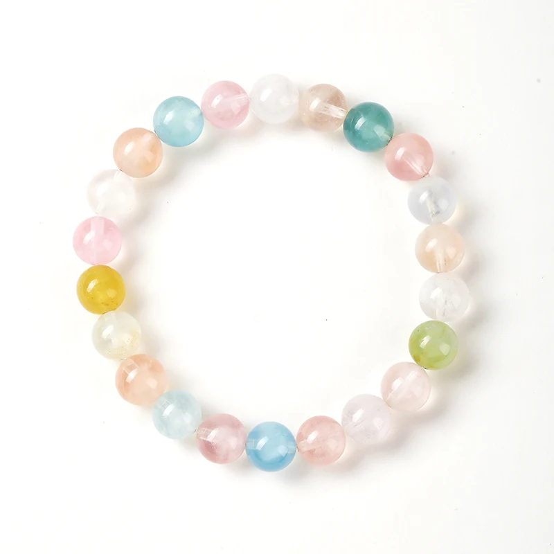 7A Natural Ice Morganite Bracelet Multicolor Beryl Beads for Women Elegant Gemstone Jewelry Gift luxury quality jewelry