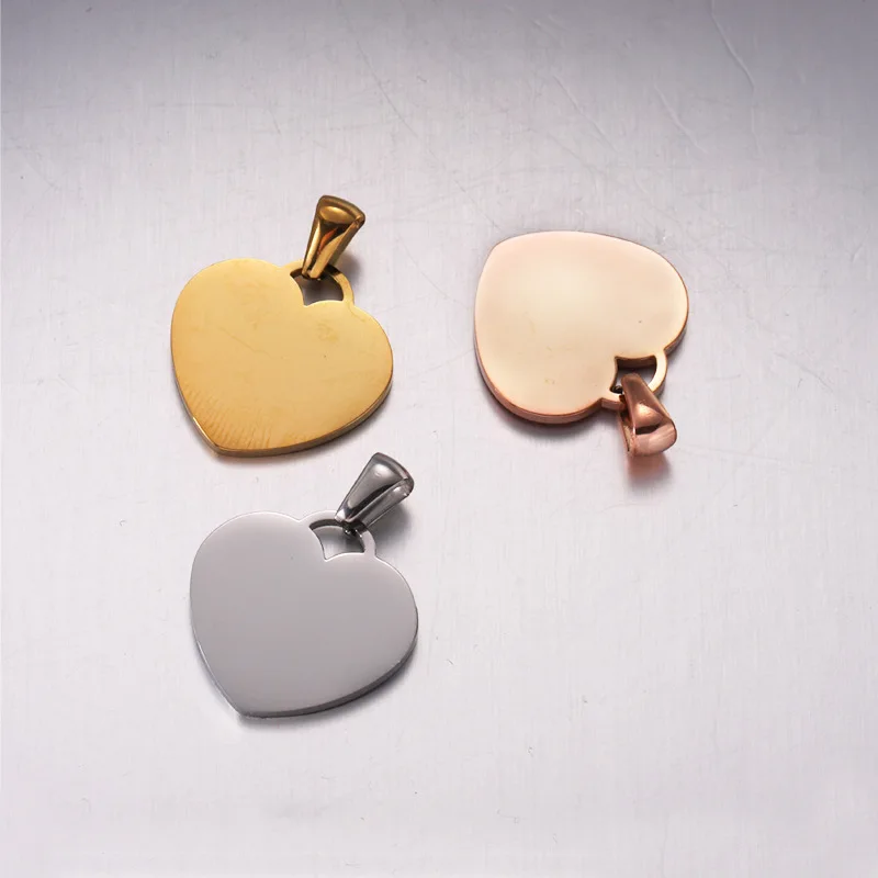 

30pcs Heart-Shaped Stainless Steel Pendant Accessories Mirror Finish DIY Peach Heart with Sunflower Seed Buckle Engraved Jewelry