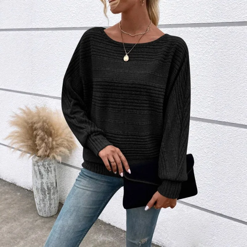 

Женская осенне-зимняя трикотажная футболка в рубчик, повседневный топ с рукавами «летучая мышь» и напуском, оверсайз с заниженными плечами