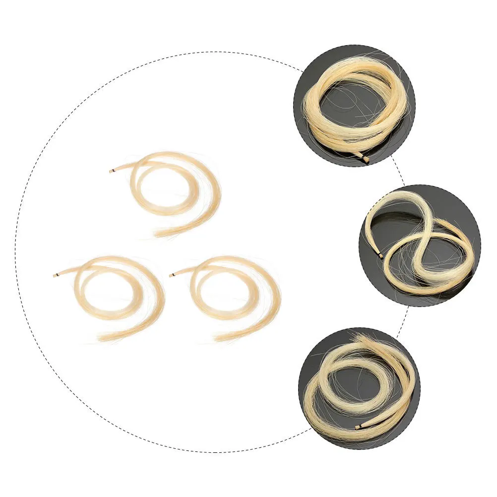 

3Pcs Violin Bow Hair High Quality Natural Replacement Long Hair for Violin Viola Bow Accessories Practical Durable