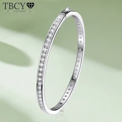 TBCYD 2.5MM Full Moissanite Bangle Bracelets For Women Girls S925 Silver With GRA Sparkling Spring Buckle Bracelets Fine Jewelry