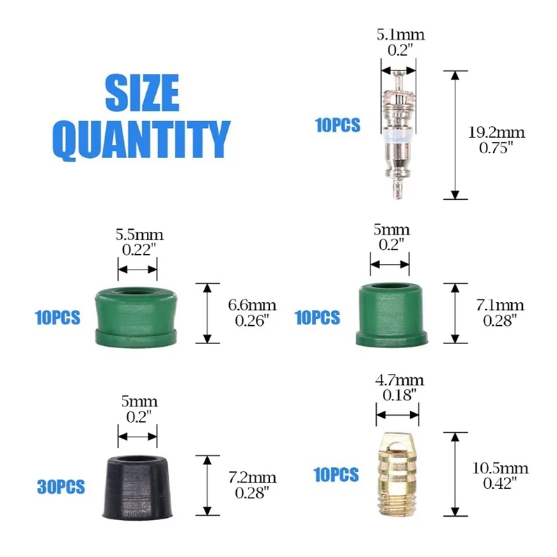 142Pcs A/C Air Conditioning Valve Core R12 R134A Refrigeration Valve Core R12 / R134A AC Master Valve Core Repair Kit
