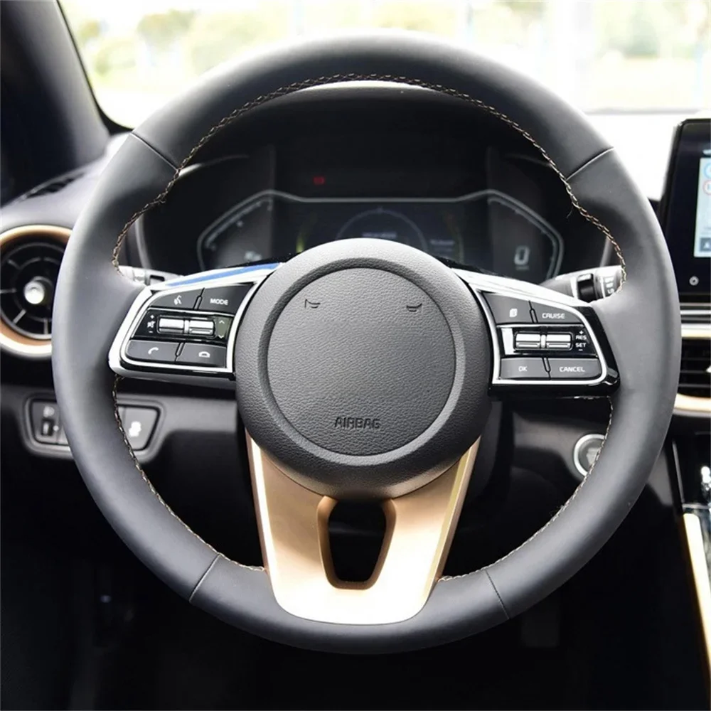 Genuine Leather Hand Sewing Comfortable No-slip Soft Car Steering Wheel Cover Accessories For Geely EMGRAND EC7 EC715 EC718
