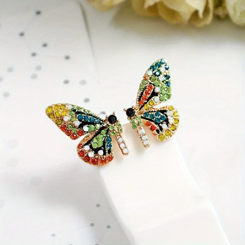 1 Pair of Fashionable Style Inlaid Cubic Zirconia Butterfly Earring Are Perfect Choice Jewelry Parties Gifts Weddings Daily Wear
