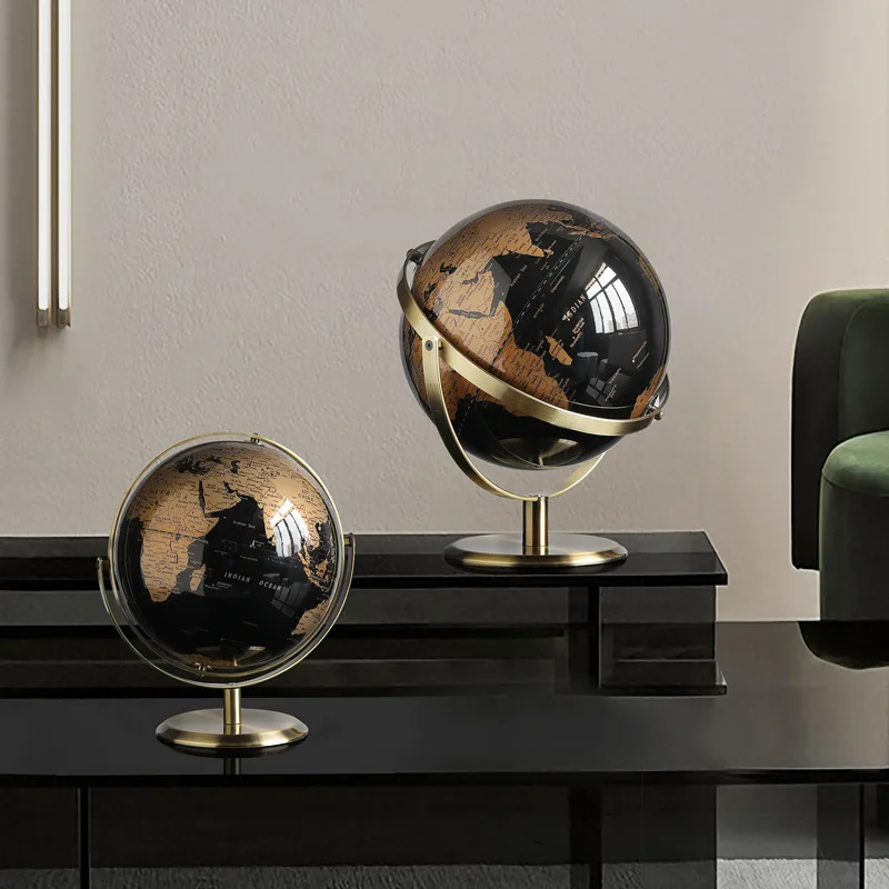 Multilingual 23cm Metal Bracket Globe Geography Teaching Supplies Home Ornament Light Luxury