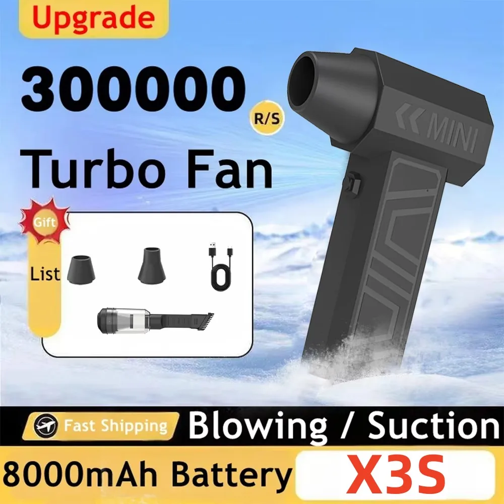 

Mini Turbo Jet Fan 30000RPM Electric Air Blower Outdoor Camping Duster 52m/s Powerful Air Duster Handheld Car Cleaning Tools