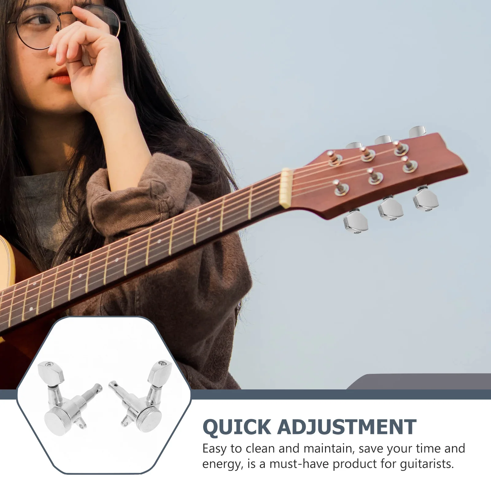 

6Pcs Electronic Guitar Tuner Accurate Tuning Long-Term Use Professional Replacement Guitar Tuner Fully Enclosed Folk Tuning