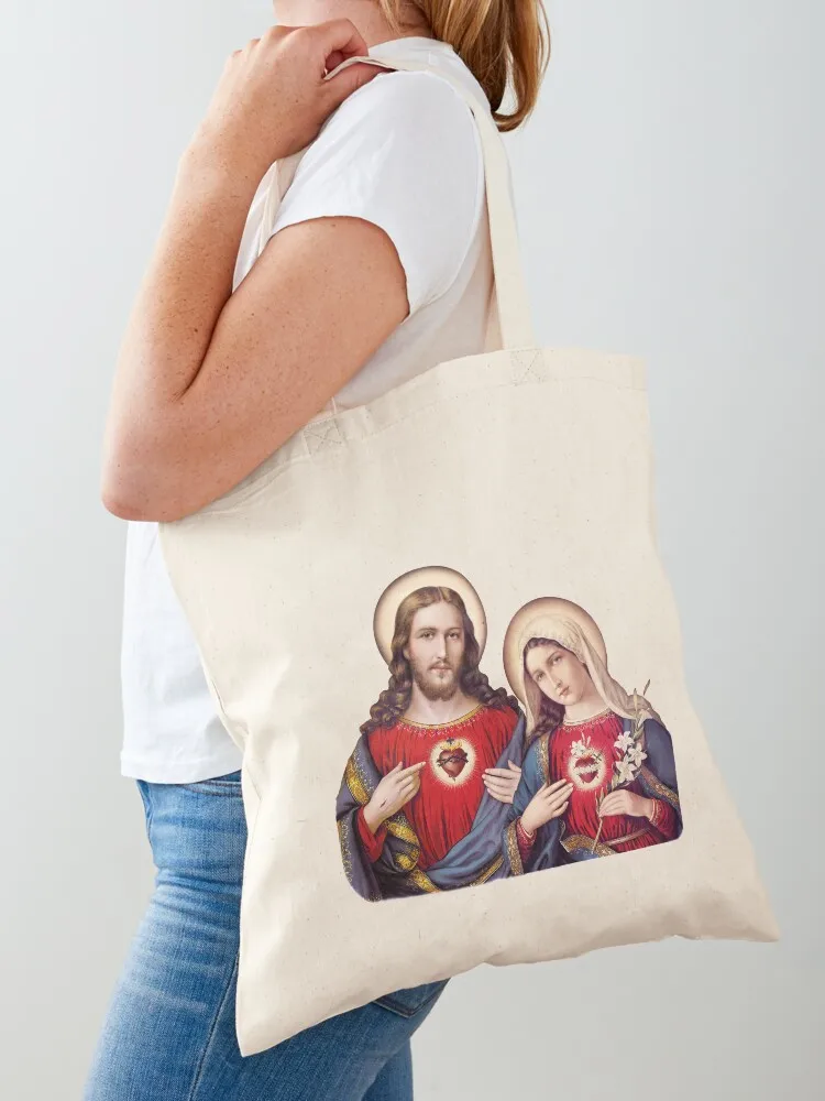 

Sacred and Immaculate Hearts (Jesus and Mary) version IV, Transparent background Tote Bag Women's shopper bag tote bag woman