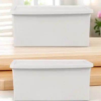 2Pcs Plastic Storage Boxes Sundries Holders Simple Design for Desktop Home Bedroom Office Organization System view 6