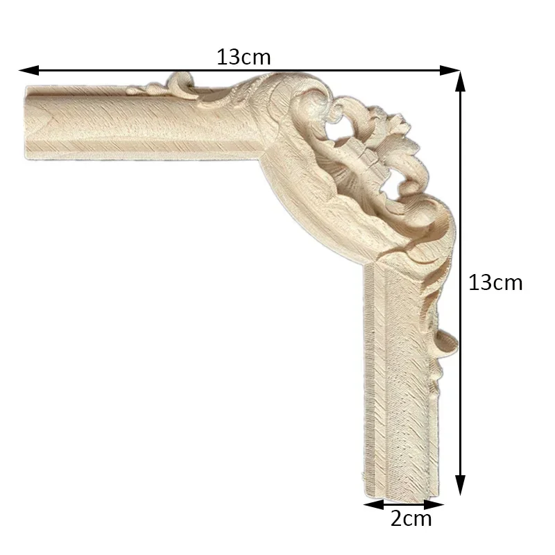 13cm Woodcarving Decal Corner Applique Frame Door Decor Wall Furniture Decorative Figurines Wood Miniature Flower Branch