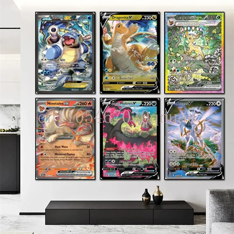 

Pokemon Classic Anime Figures Pikachu Squirtle Charmander Mewtwo Card Canvas Painting Wall Art Prints Living Room Decor Posters